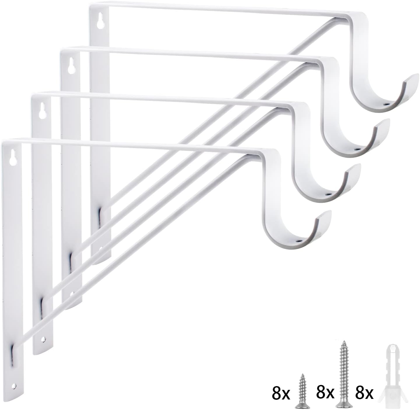 4 Pzas Estante Armario Soporte Barra Blanco Resistente