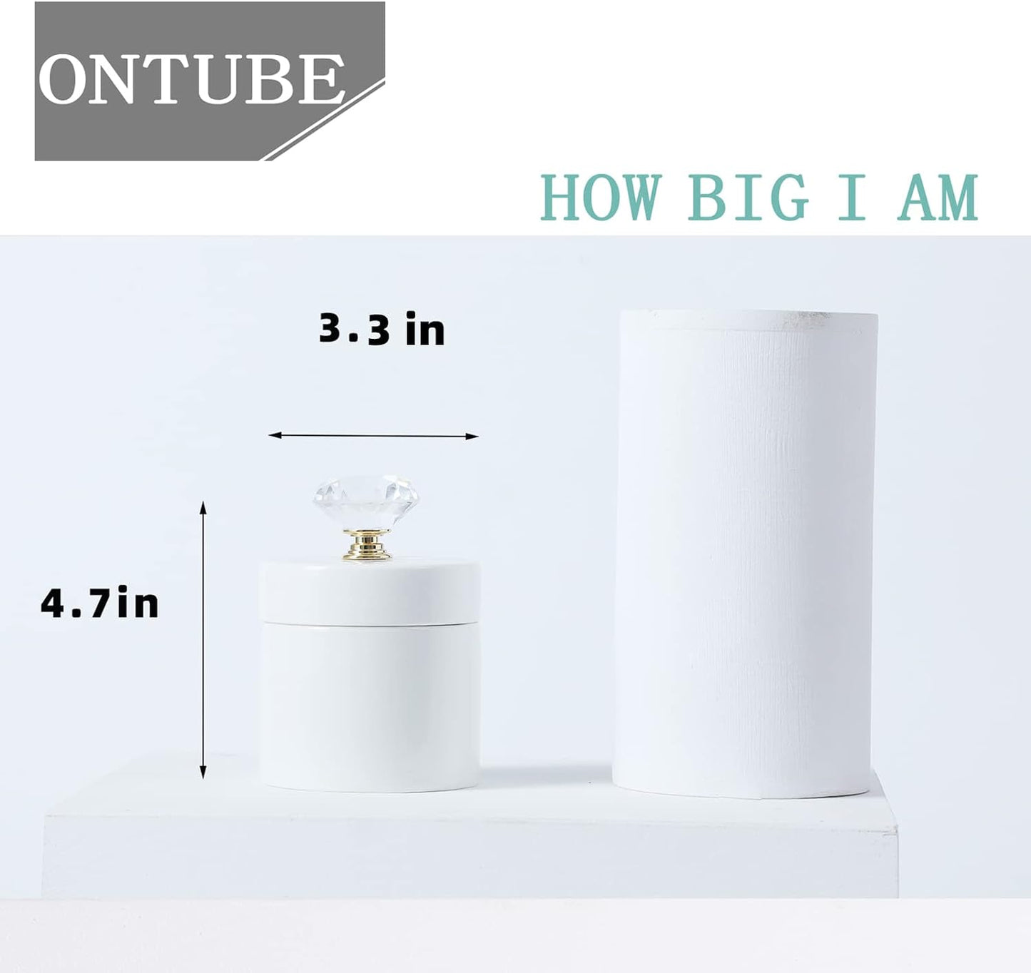Organiz. hisopos algodón porcelana tapa cristal blanco