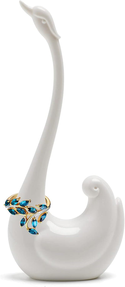 Organiz. joyas cisne soporte anillos compromiso