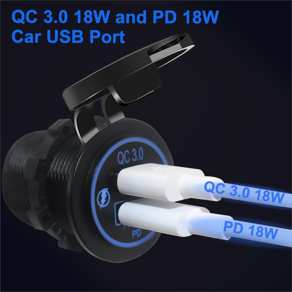 Toma corriente USB 12V carga rápida coche barco moto