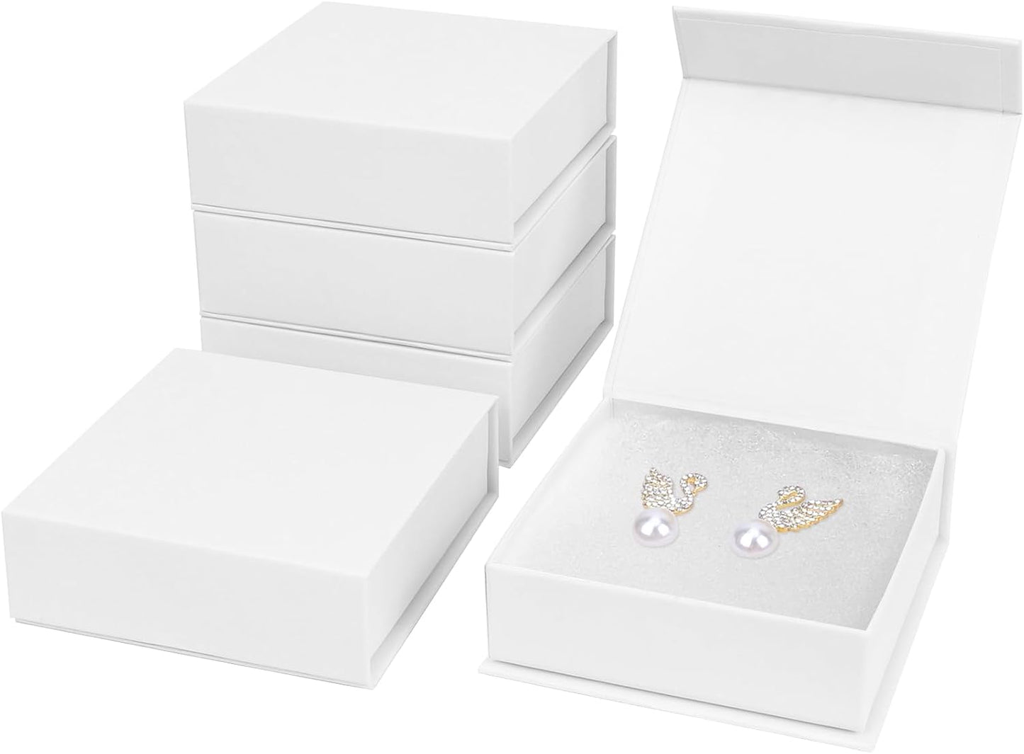 Cajas regalo 5 Pzas 3.5x3.5" para joyería blanca