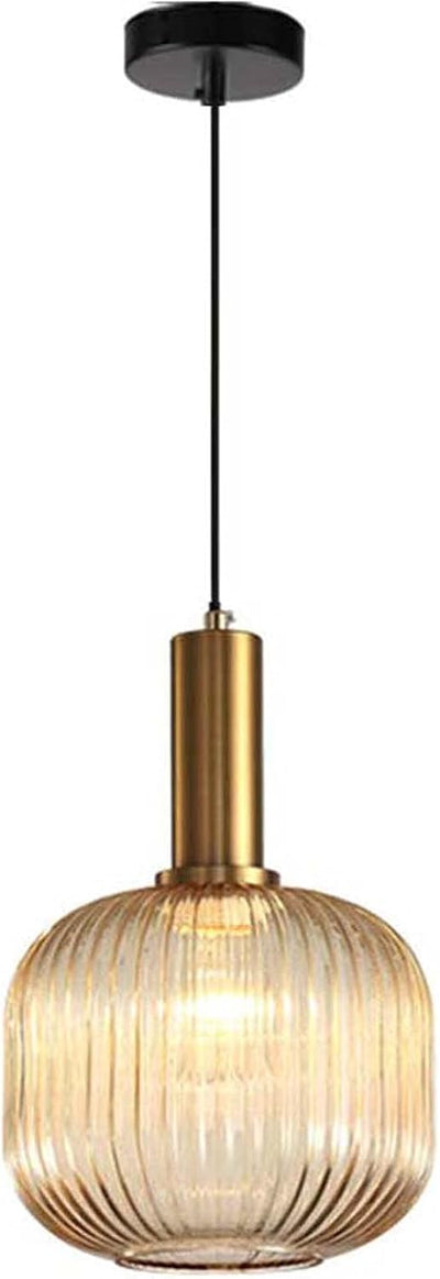 Lámpara colgante cristal vintage acabado latón 7.9pulg