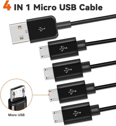 Cable divisor Micro USB 4 en 1 tipo A a 4 MicroUSB 0.5m Negro