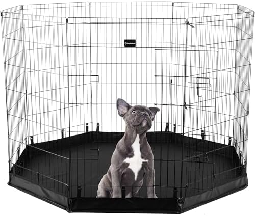 Corral perros plegable metal 24x42pulg puerta tela