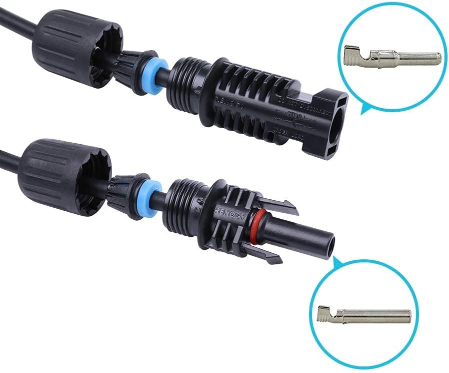 Cable extensión 12awg 5ft con conectores solares rojo y negro