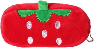 Estuche de lápices con cara de fresa y frutas suave