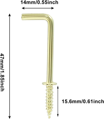 50 Ganchos Metal Forma L 1-1/4pulg Dorados