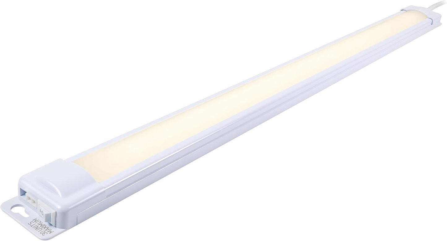 Barra luz LED fina para clóset 12pulg enchufable