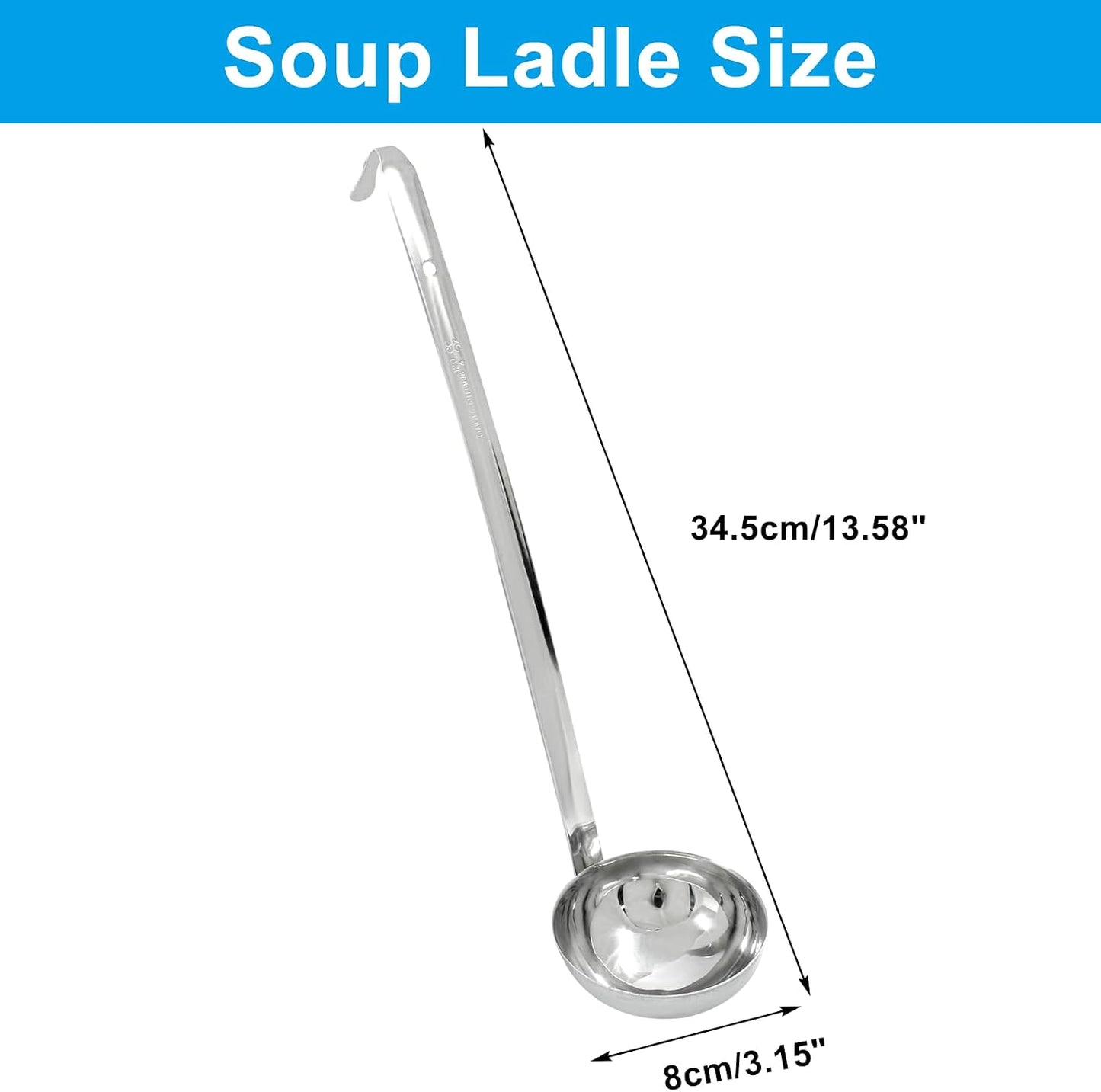 Set 3 Pzas Cucharón Acero Inox 4oz con Mango Largo