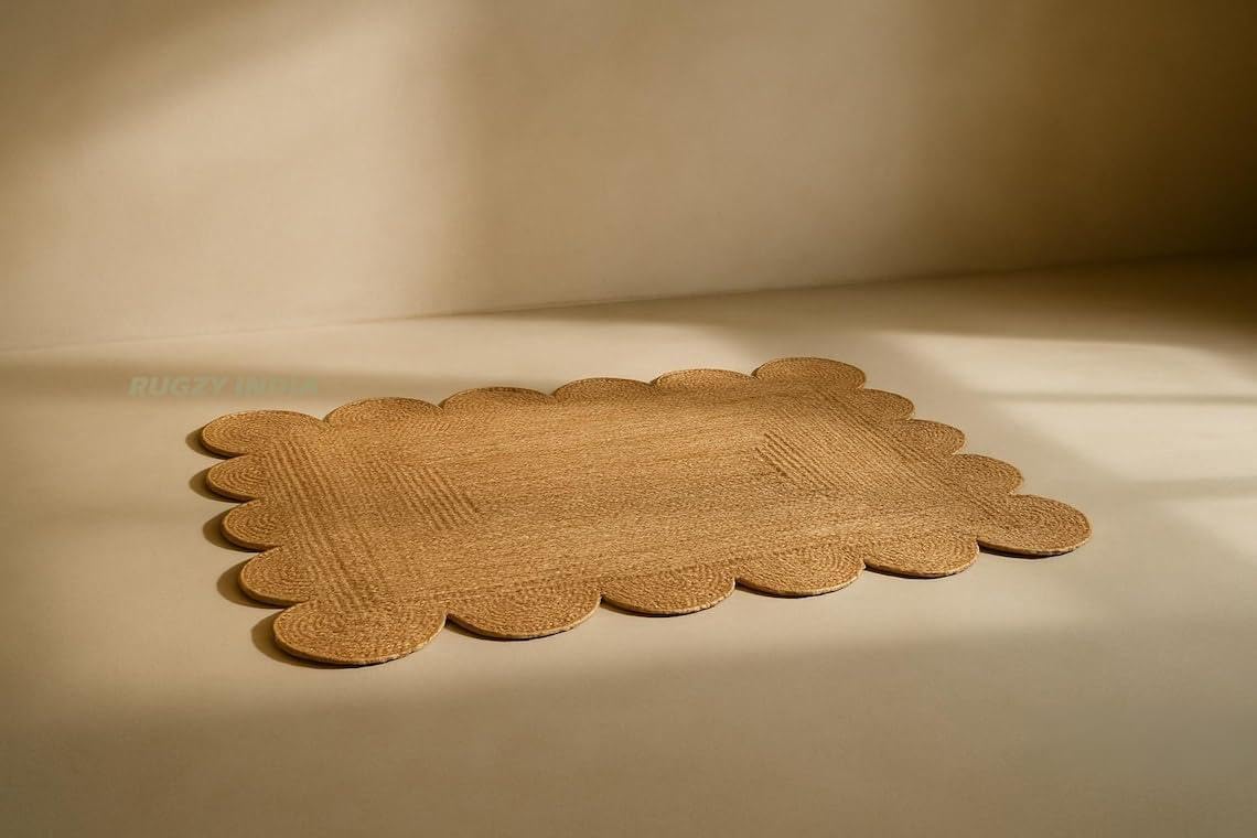 Alfombra yute festoneada patrón granja 23.6x35.8"