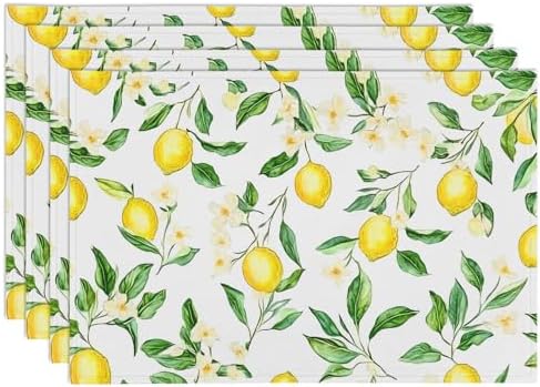4 Manteles Verano Diseño Limón Amarillo 12x18pulg