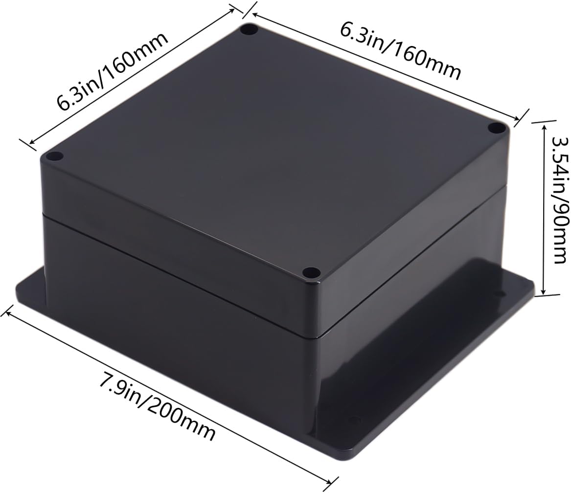 Caja conexiones electrónica IP65 plástico negro 6.3x6.3x3.5pulg