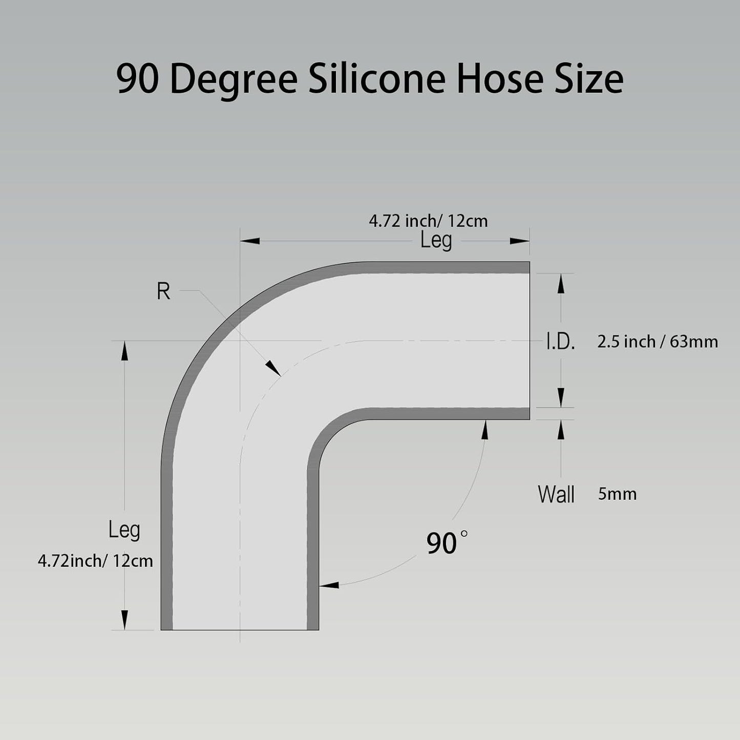 Tubo silicona automotriz codo 90° 2.5" 4.7" 4 capas turbo