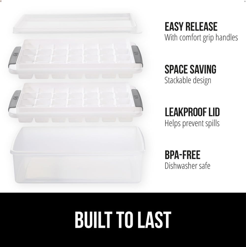Bandeja hielo sin BPA 56 cubos 2 pzas apilables con tapa