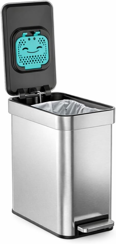 Bote basura 10L acero inox pedal paso plateado