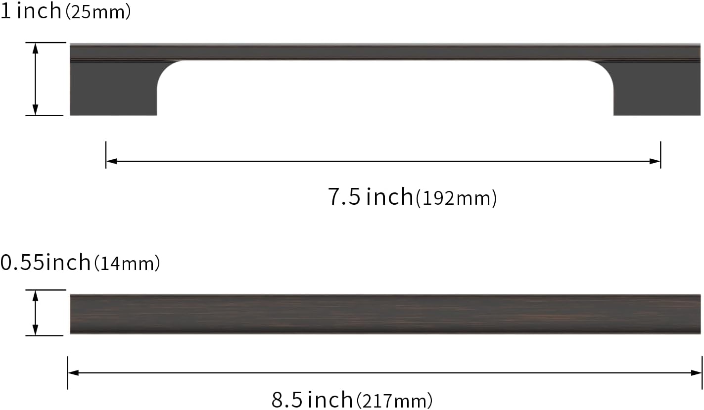 10 Tiradores Cocina 7.5pulg Color Bronce Aceitado