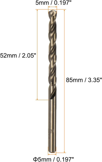 10 Brocas Cobalto HSS para Acero Inox y Materiales Duros