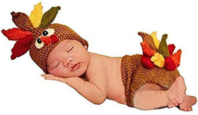 Traje bebé pavo ganchillo sombrero pañal