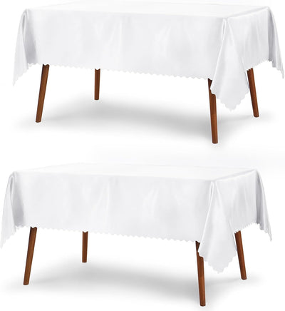 2 Pzas Funda Mesa Satén Blanco 60x120pulg
