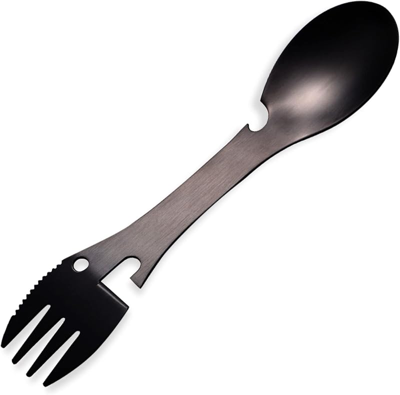 Spork 5en1 acero inox para campamento cuchara tenedor abrebotellas