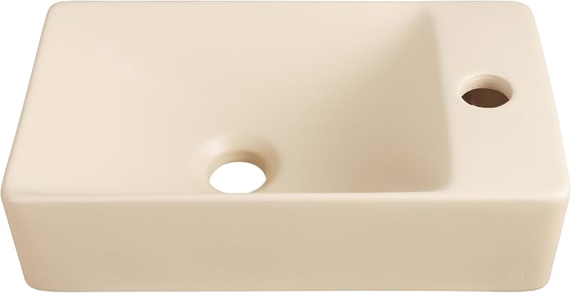 Lavabo cerámica pared 15x8pulg grifo derecho beige