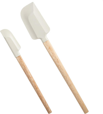 2 Espátulas Silicona Mango Madera 12pulg 9pulg Antiadherente