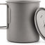 Taza titanio acampar 25oz con tapa asas plegables