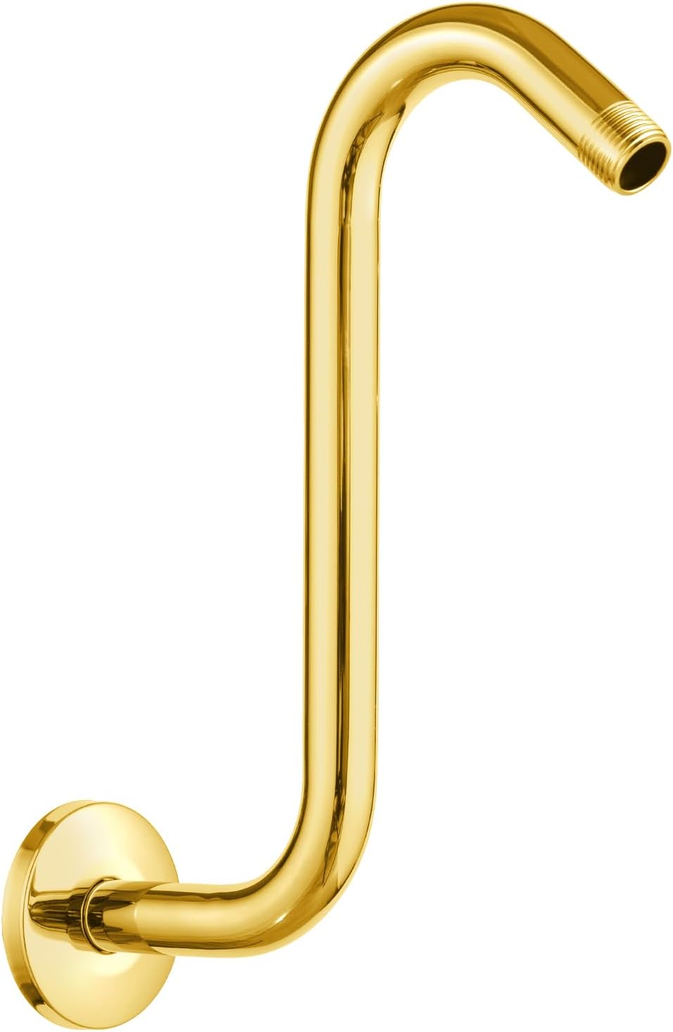 Brazo regadera forma S oro brillante 10pulg cuello ganso