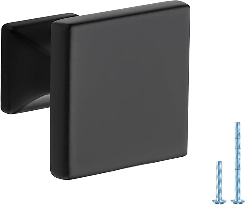 30 Pomos Cuadrados Negro para Gabinetes y Cajones