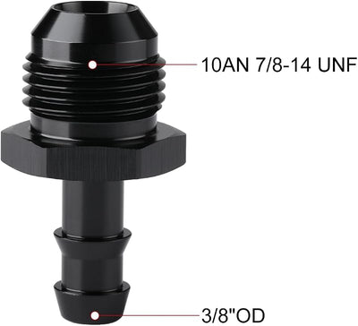 Adaptador macho 3/8 púas rectas aluminio negro 2 pzas