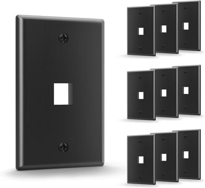 Placa pared keystone negra 1 puerto RJ45/HDMI/coax 10 pzas