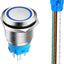 Botón momentáneo acero inox 0.75pulg 12v-24v led azul