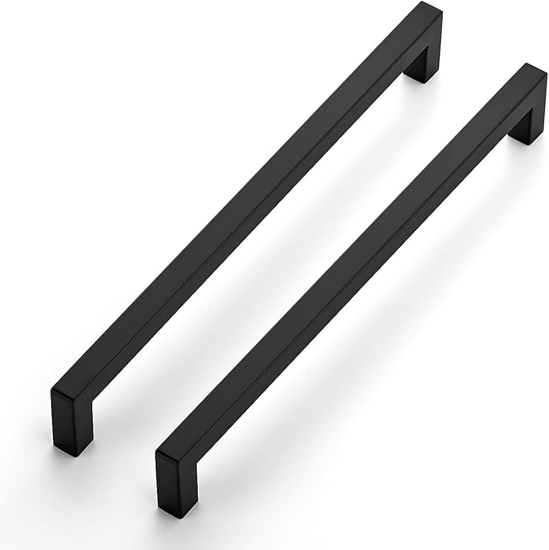 15 Tiradores Cajones Acero Inox 10" Negro Cuadrados