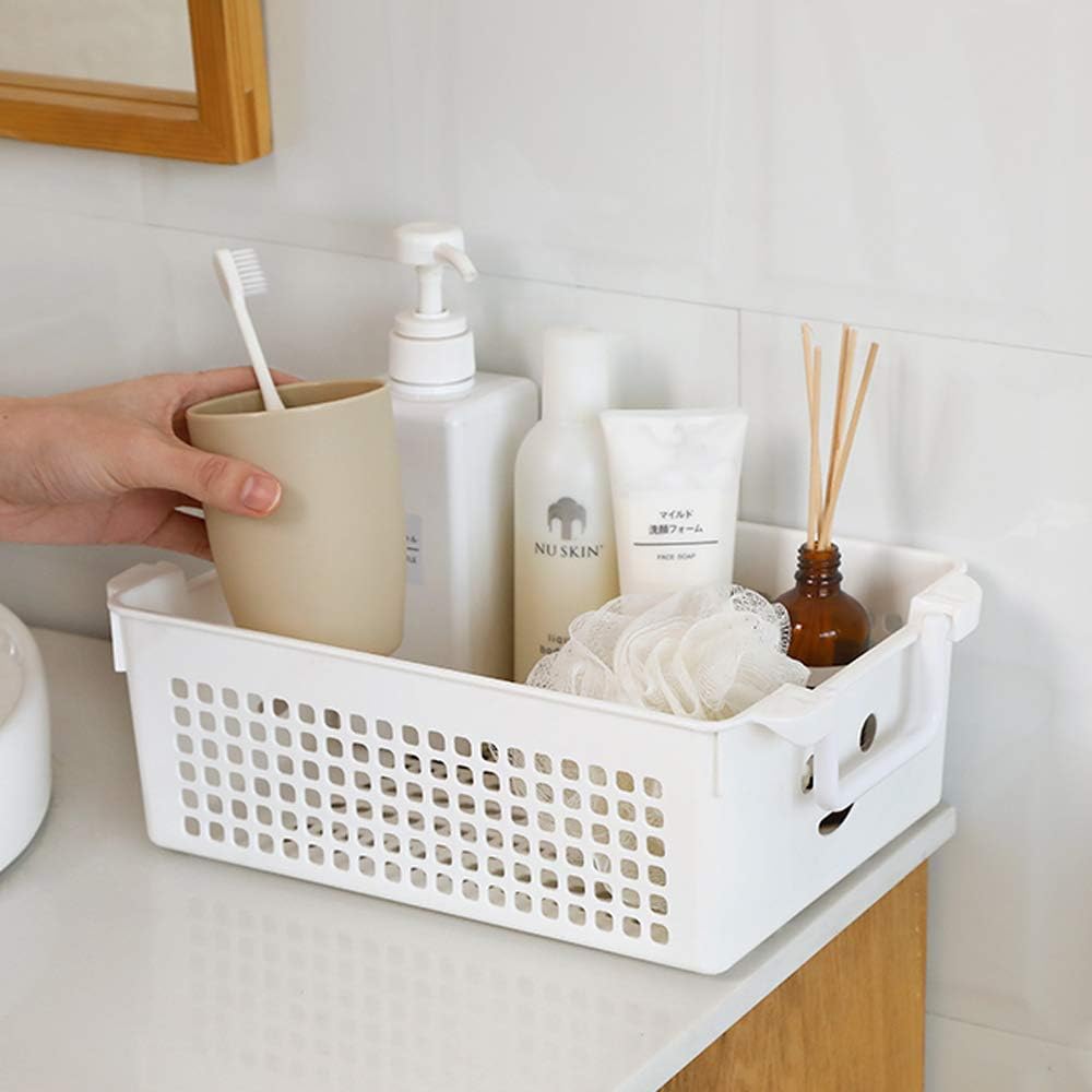 Cestas plástico apilables con asas set 4 blanco gris
