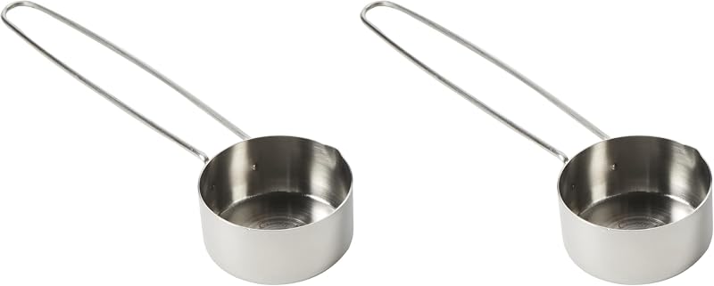 Taza medidora acero inox 1/3 plateada set 2
