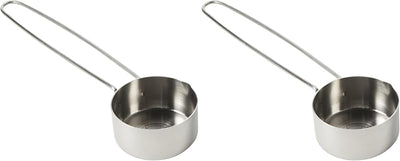 Taza medidora acero inox 1/3 plateada set 2