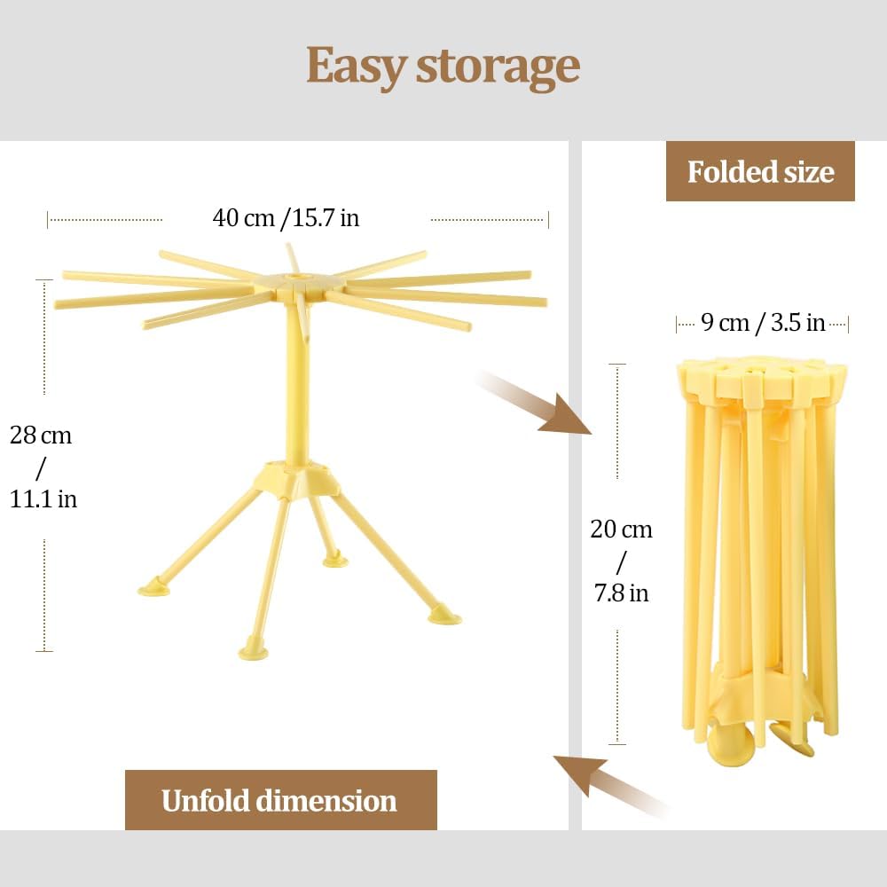 Escurridor plegable pasta plástico 10 brazos amarillo