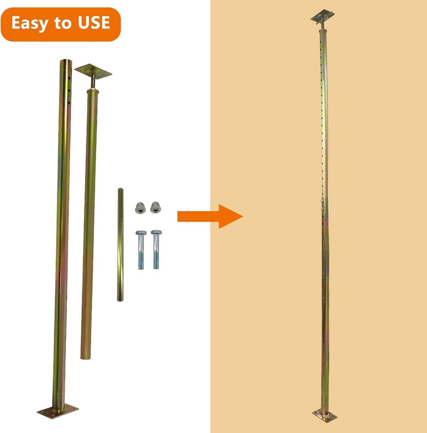 Barra poste ajustable 59-100pulg para nivelar techo sótano