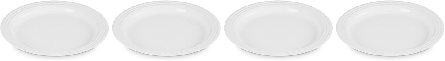 Set 4 Platos Llanos Gres 10.5pulg Blanco