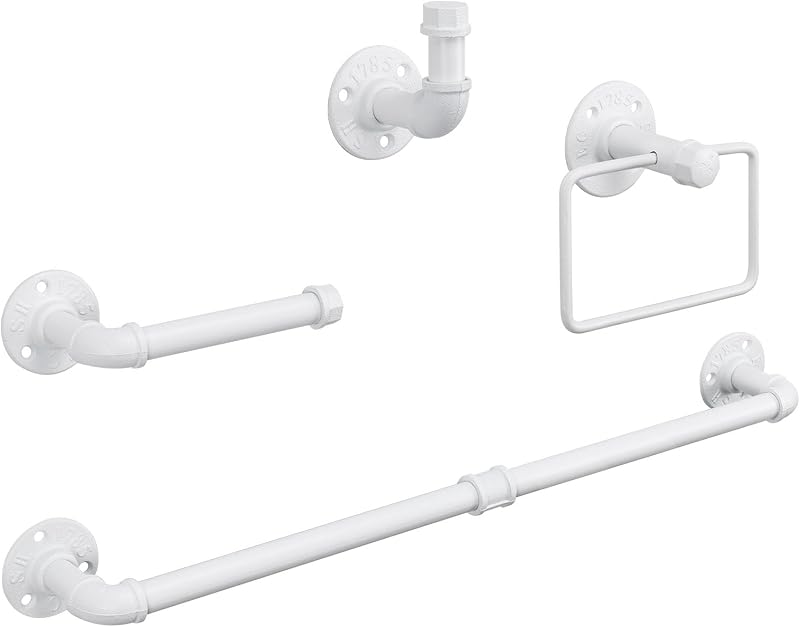 Kit 4 Pzas Anillo Toalla Tubo Industrial 24" Blanco