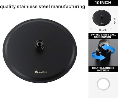 Cabezal ducha lluvia acero inox ajustable 11" negro