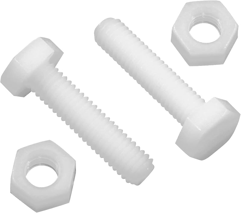20 Pzas Pernos Hex M6x25mm Nylon con Tuercas Plástico