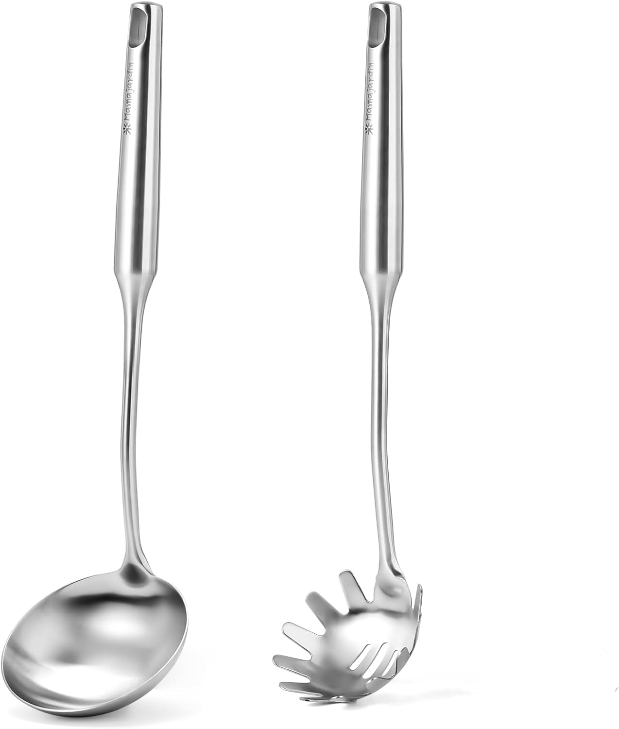 Set cucharón sopa y cuchara espaguetis acero inox colador pasta