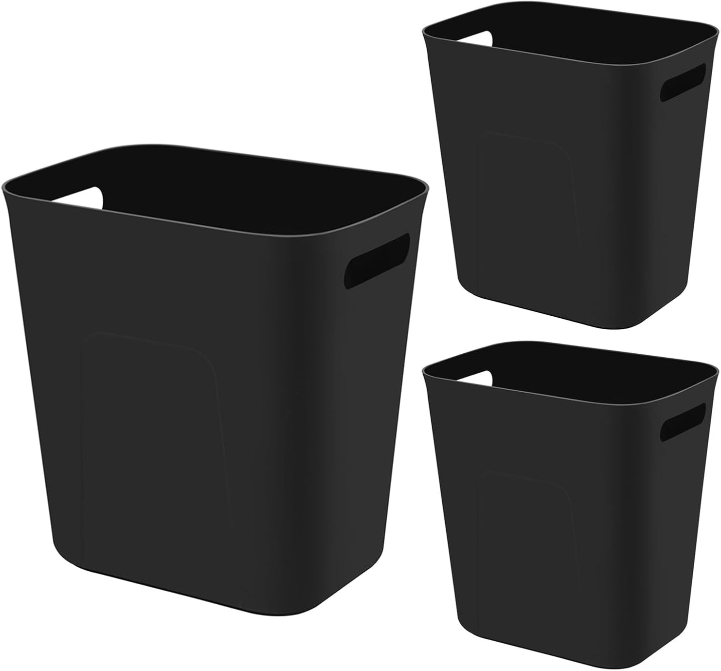 Cubo basura plástico 3.5gal negro set 3 para baño cocina