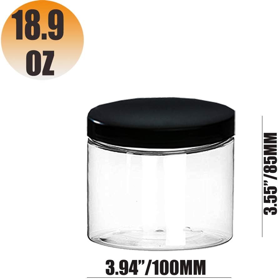 Tarros plástico boca ancha 18.9oz con tapas set 12