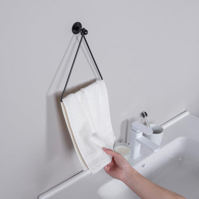 Toallero negro mate soporte metal pared anillo