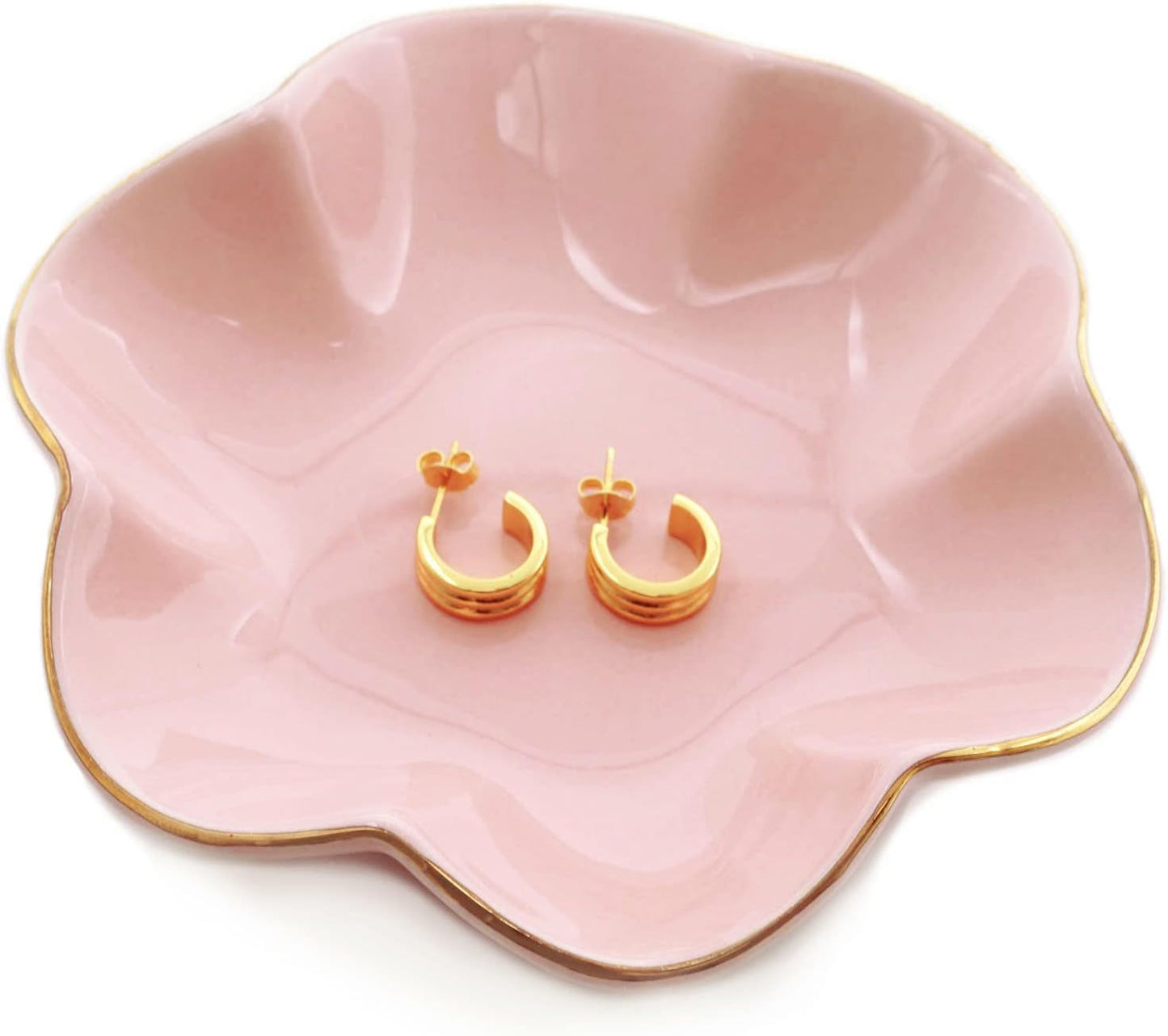 Bandeja cerámica para anillos y llaves rosa 4.7"