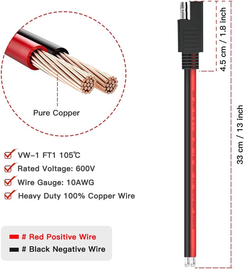 Cable extensión SAE 10AWG enchufe rápido para solar y auto