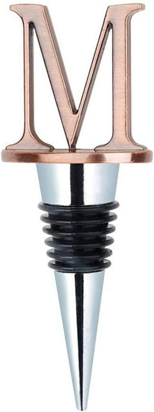 Tapón de silicona reutilizable para botella de vino y bebidas con letra inicial