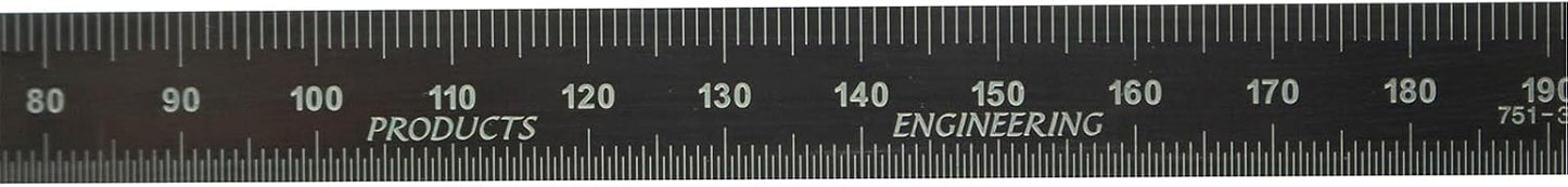 Regla acero inox 11.811pulg cromado negro graduación métrica